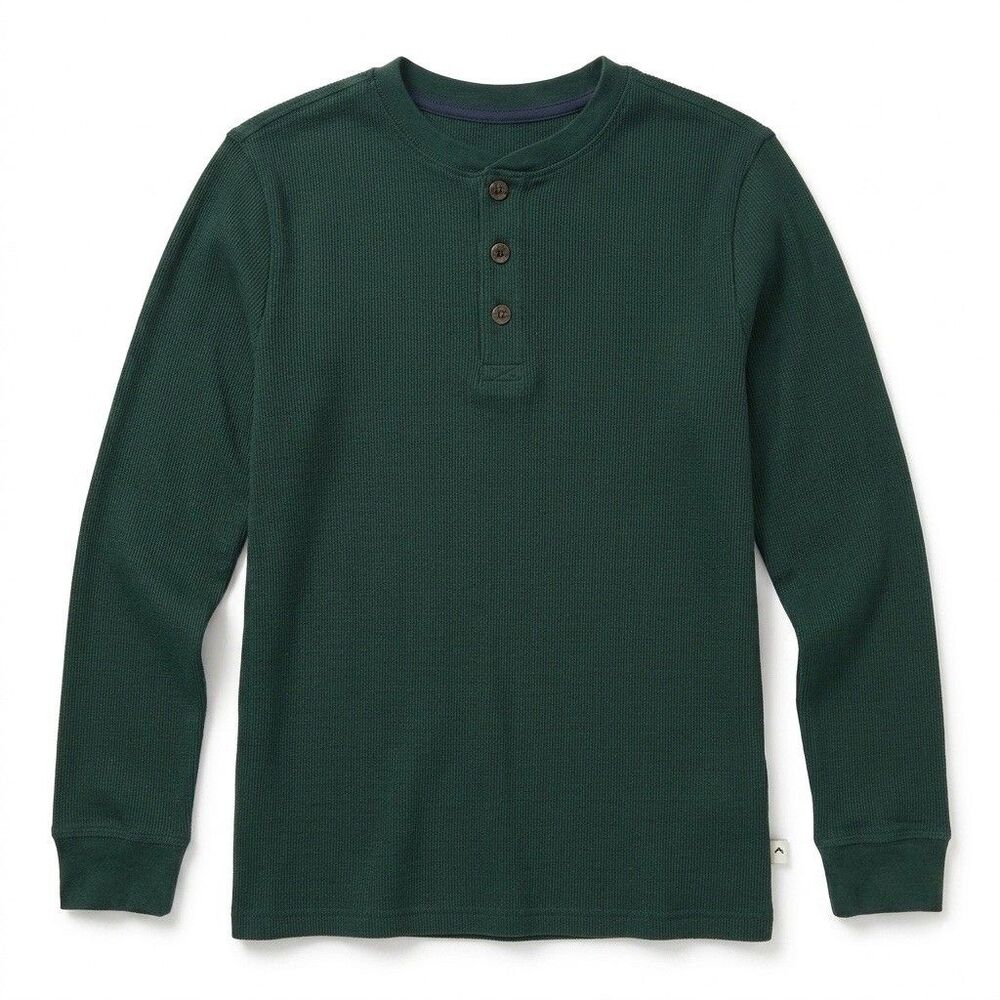 Tommy Bahama Boy's Shirt Long Sleeve Waffle Knit Thermal Green - Size 7/8 - 046